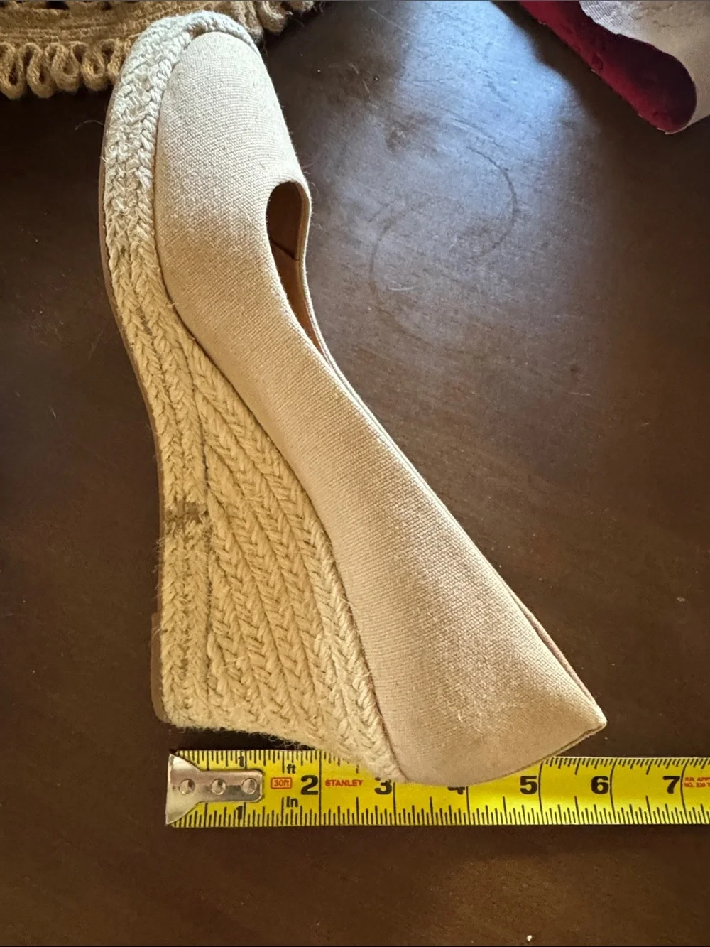 J. Crew Beige Canvas Espadrille Wedge Slip-On Heels Size 9